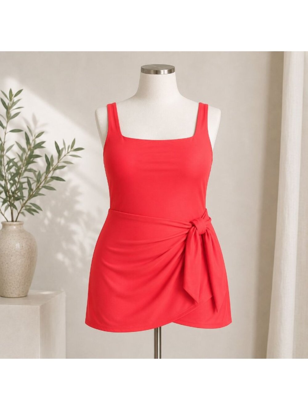 Time And Tru Swim Dress Swimsuit Plus Size 20W Melon Wrap One Piece Swimsuit 2XL
